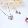 Picture of Pink Rose Quartz and CZ with 925 Sterling Silver,  2-in-1 Combination Heart Necklace.